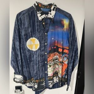 Robert Graham ULTRA RARE 2XL Long Sleeve Button Down Shirt Steampunk Design